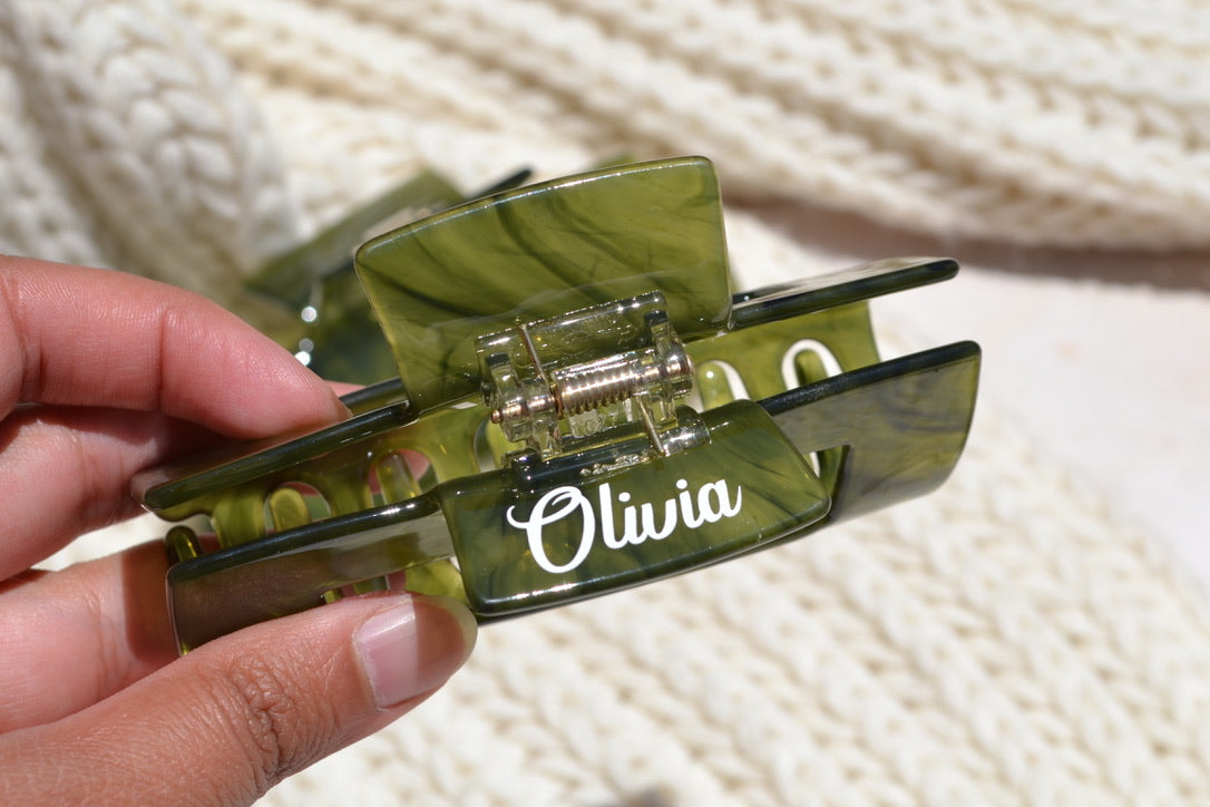Custom Olive Green Hair Claw