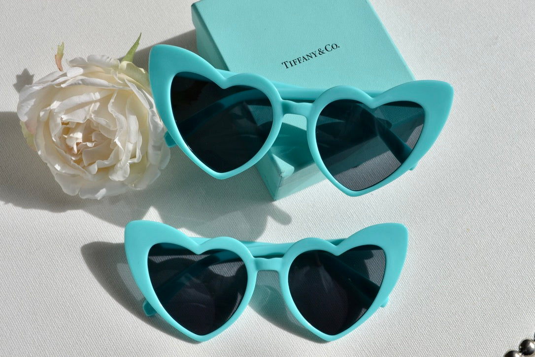 Aqua Turquoise Tiff Blue Heart Sunglasses