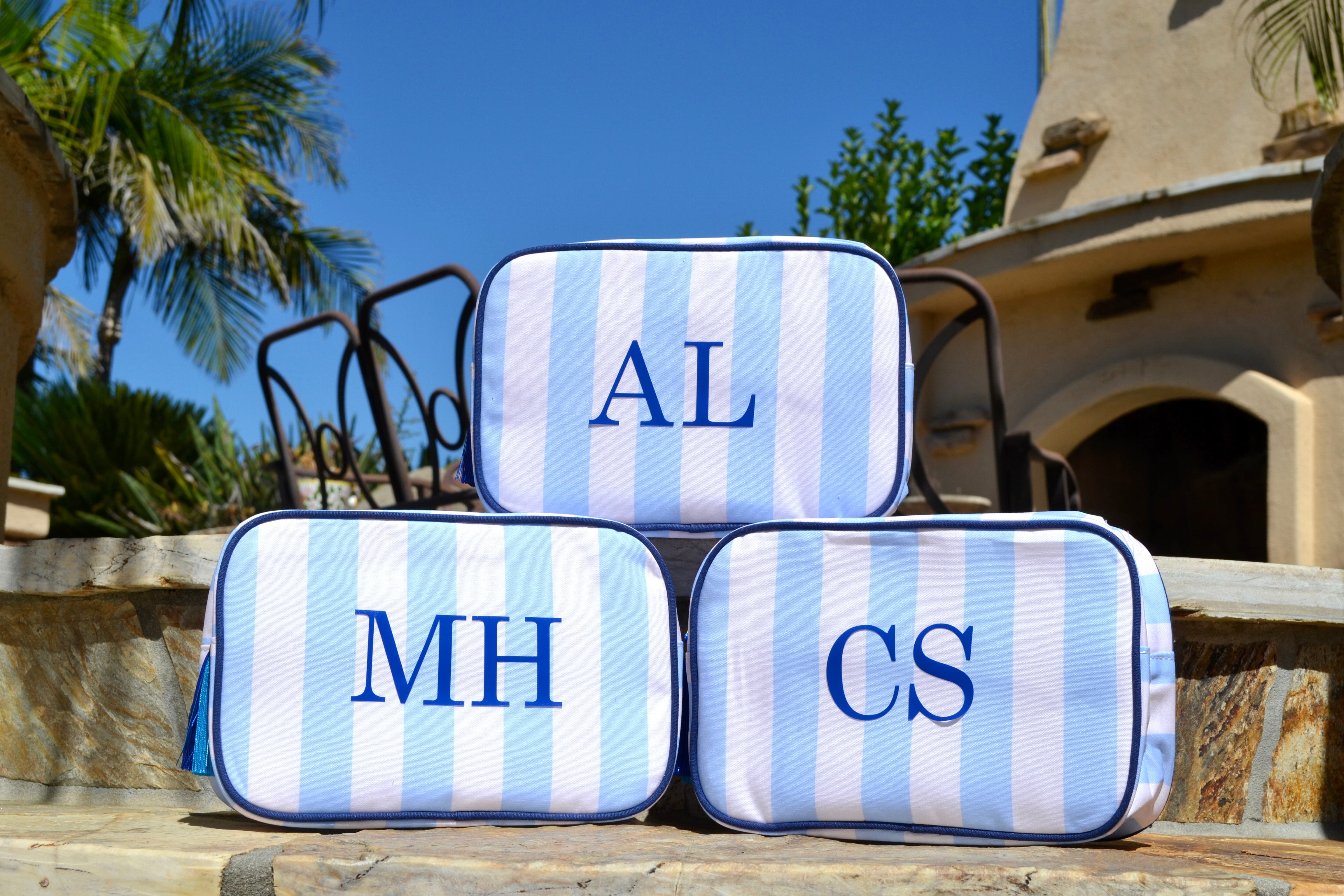 Blue Monogram Makeup Bag