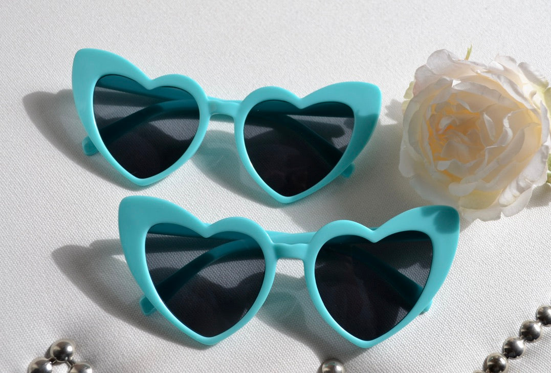 Aqua Turquoise Tiff Blue Heart Sunglasses