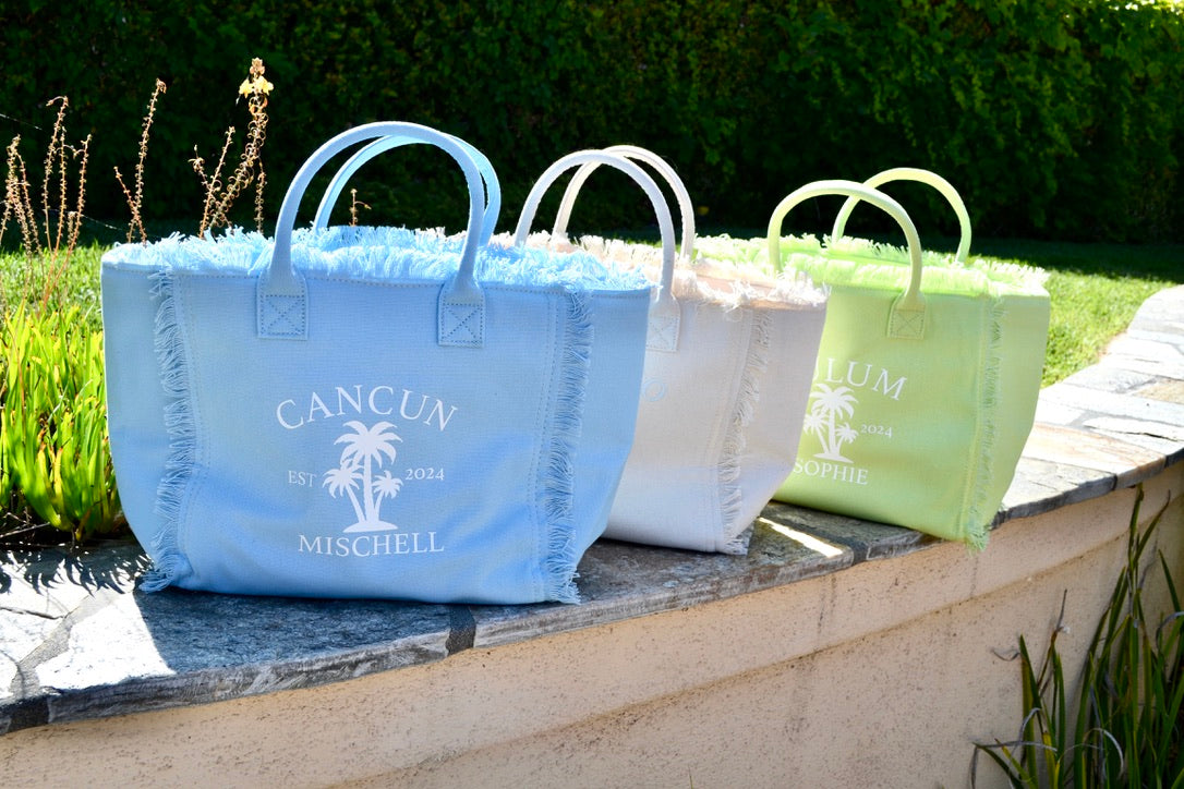Personalized Large Fringe Canvas Tote Bag