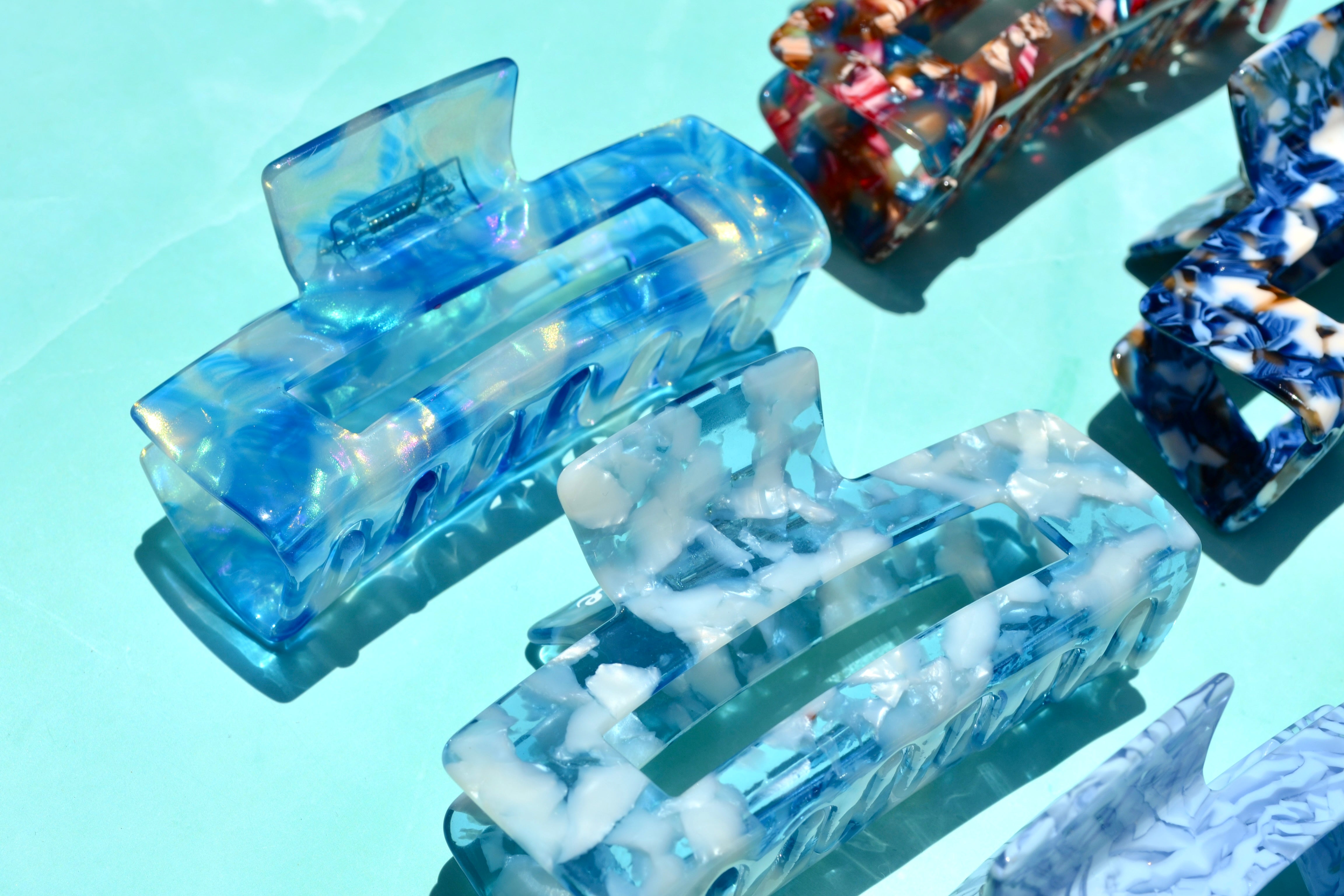 Custom Blue Acetate Hair Claws