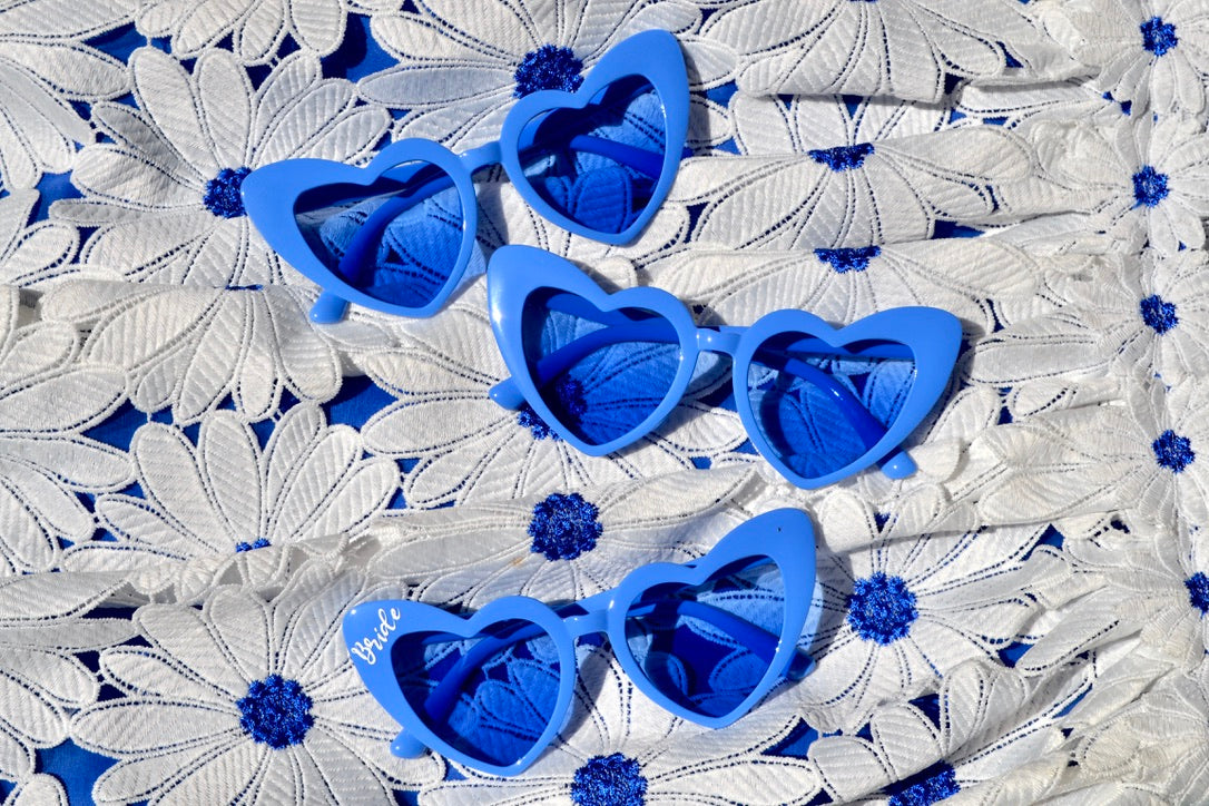 Blue Heart Sunglasses with Blue Lenses