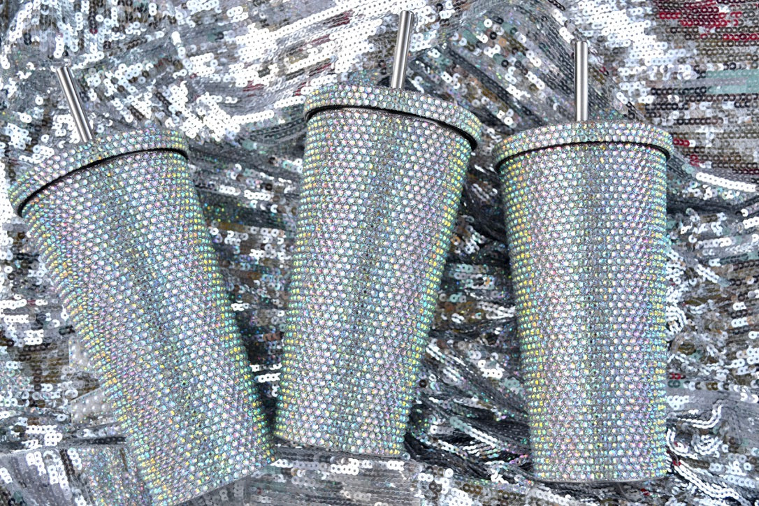 Silver Rhinestone Tumblers