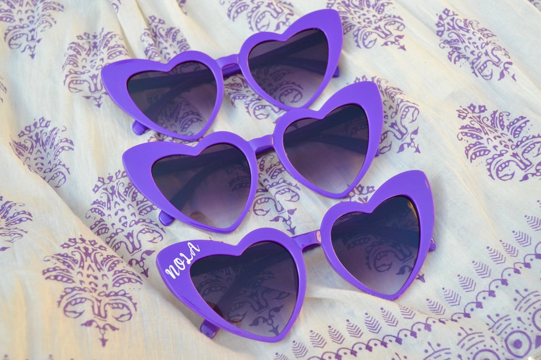New Orleans Bachelorette Party Purple Heart Sunglasses