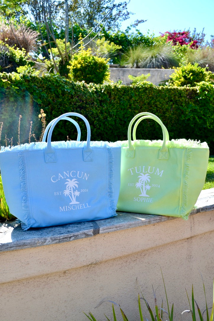 Personalized Large Fringe Canvas Tote Bag