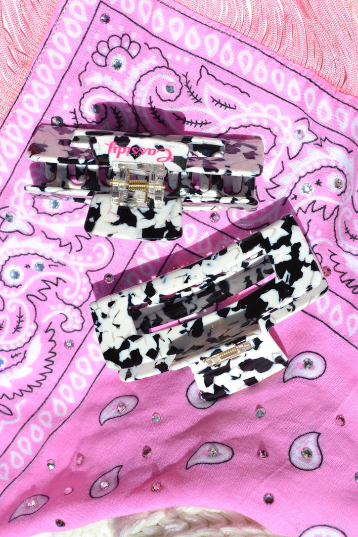 Custom Cow Print Black and White Hair Claw