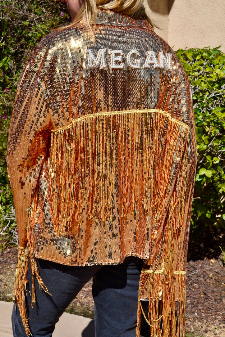 Custom Gold Sequin Fringe Jacket