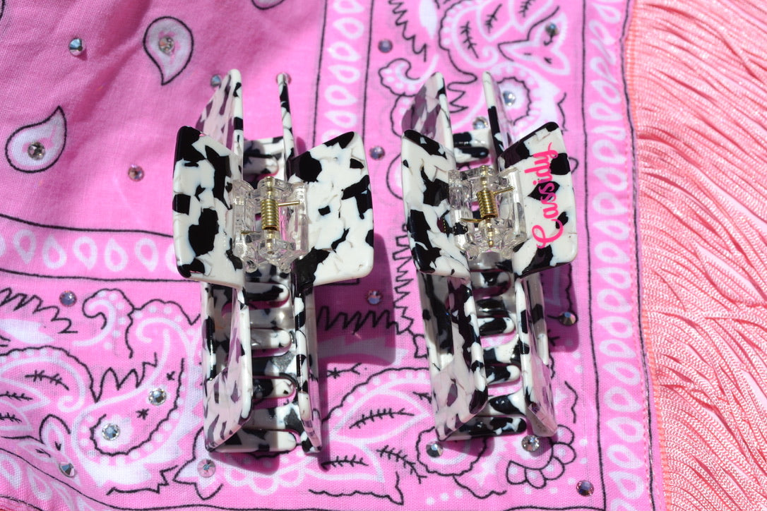 Custom Cow Print Black and White Hair Claw