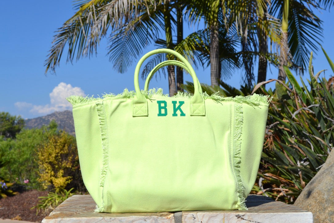Green Monogram Tote or Beach Bag