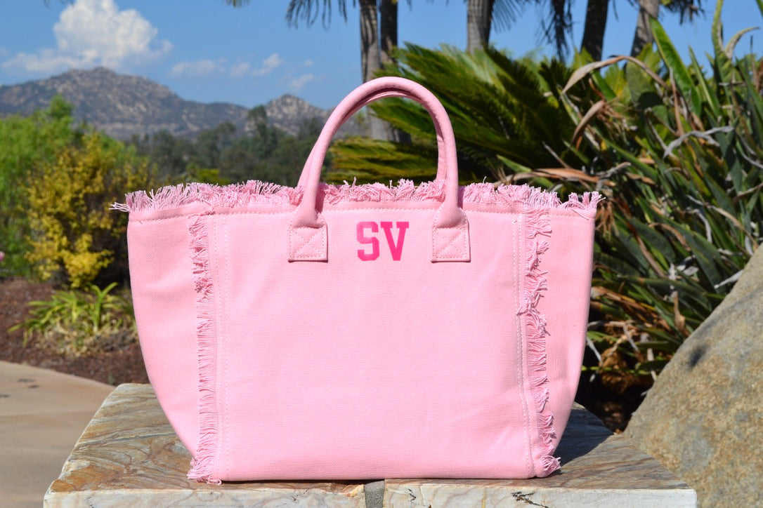 Pink Monogram Tote or Beach Bag