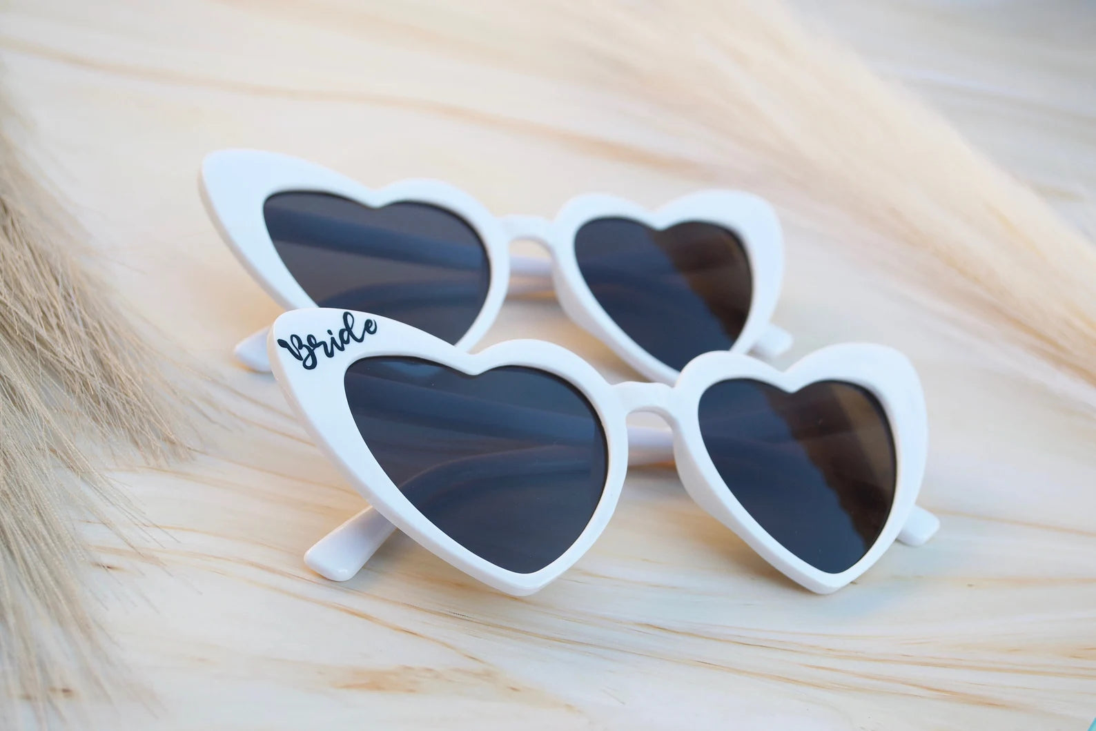 White Bride Heart Sunglasses – Perfect for Bachelorette Parties & Bridal Showers