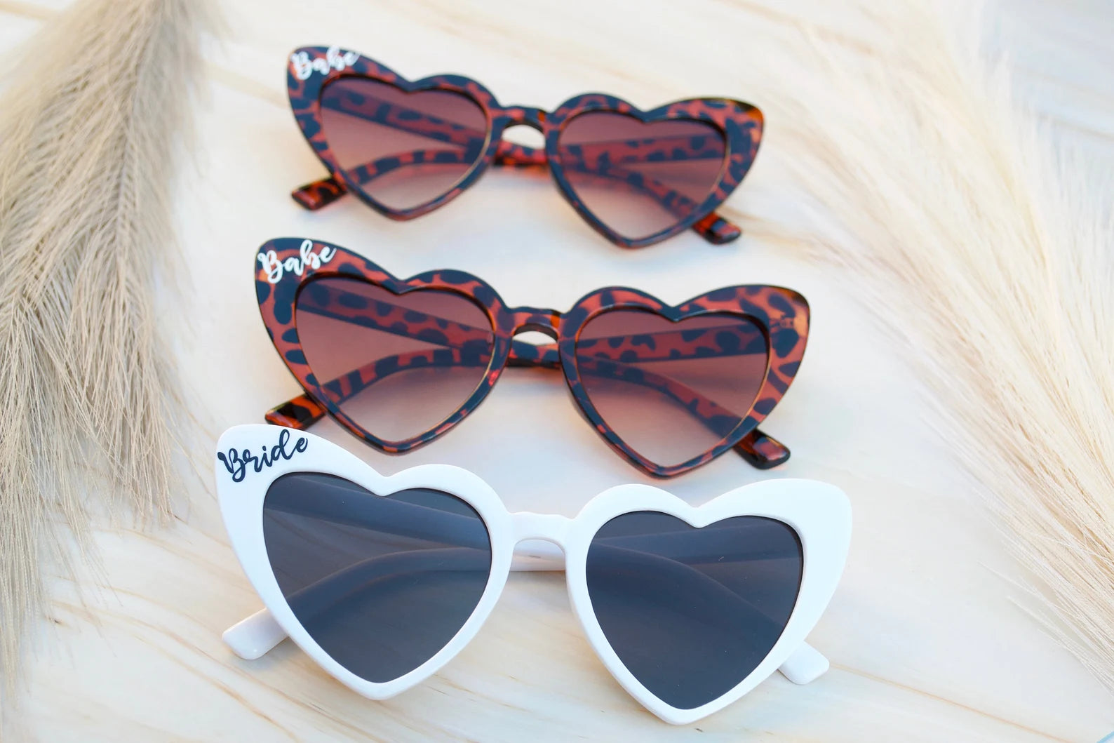 White Bride Heart Sunglasses – Perfect for Bachelorette Parties & Bridal Showers