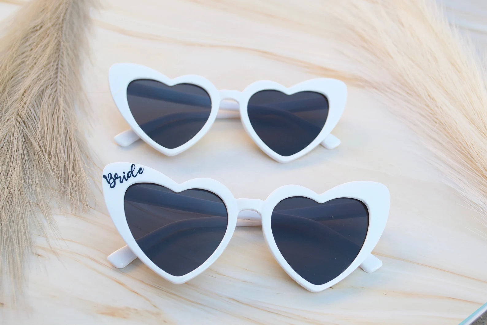 White Bride Heart Sunglasses – Perfect for Bachelorette Parties & Bridal Showers