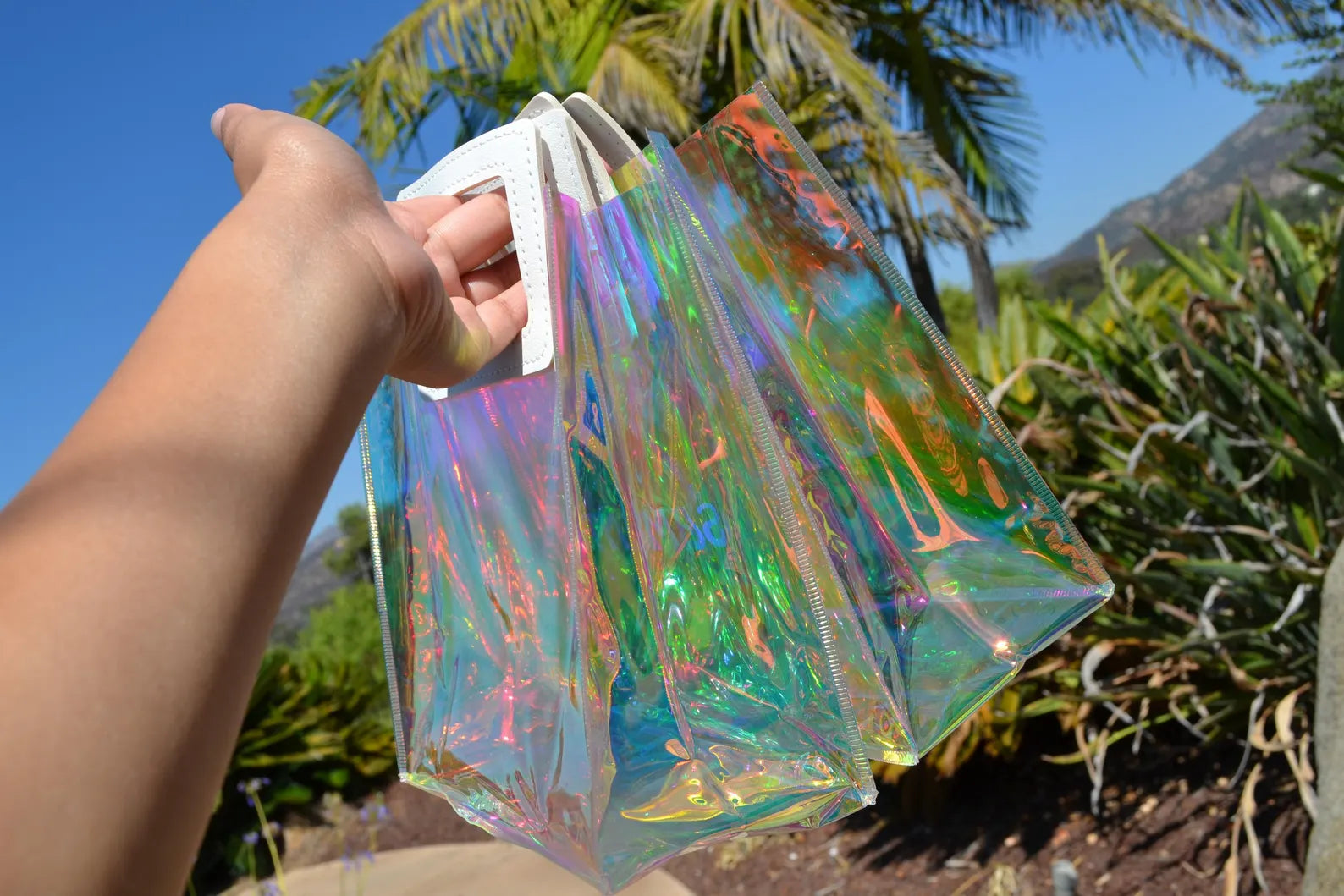 Custom Mini Holographic Tote Bag – Personalized Iridescent Bachelorette Party Favor