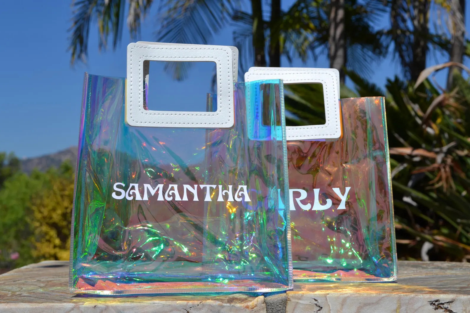 Custom Mini Holographic Tote Bag – Personalized Iridescent Bachelorette Party Favor