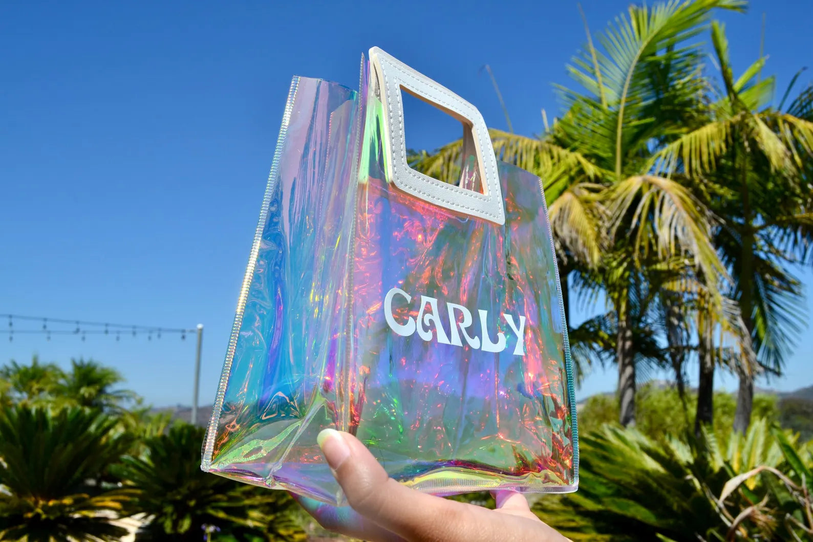 Custom Mini Holographic Tote Bag – Personalized Iridescent Bachelorette Party Favor