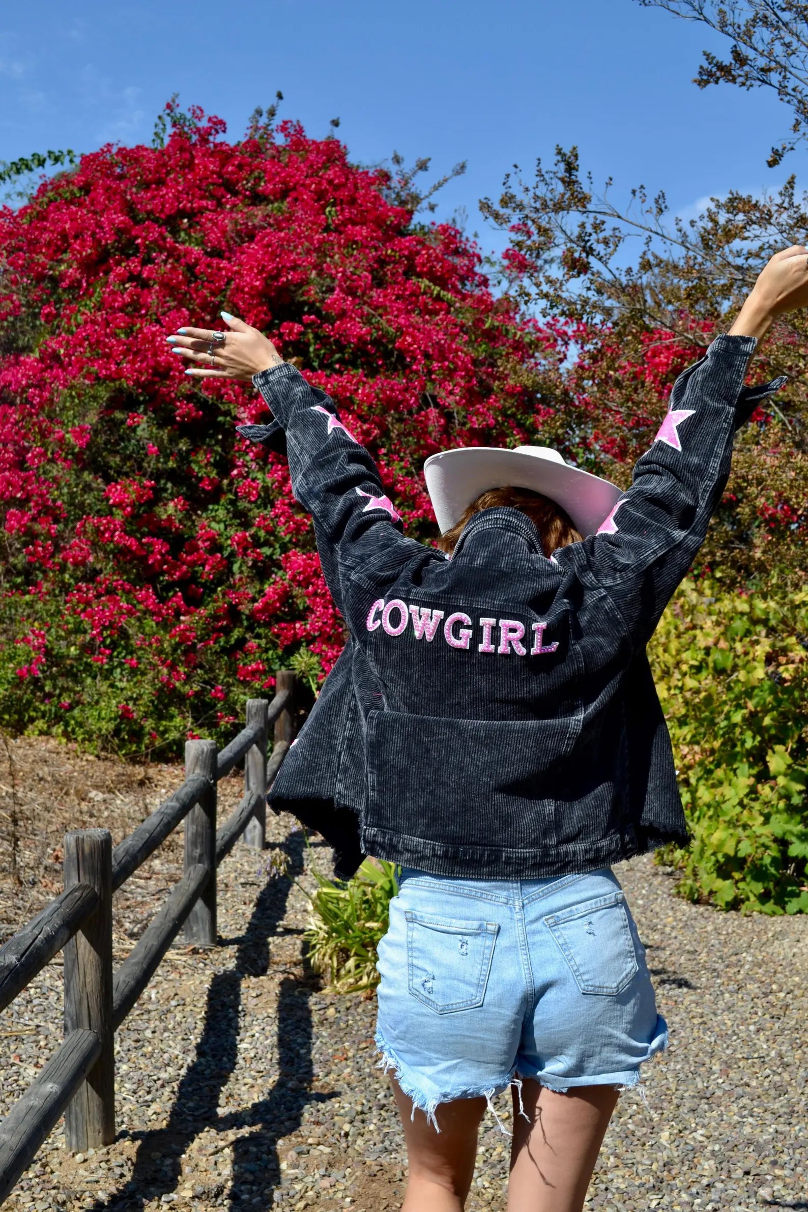 Custom Black Star Cowgirl Corduroy Jacket