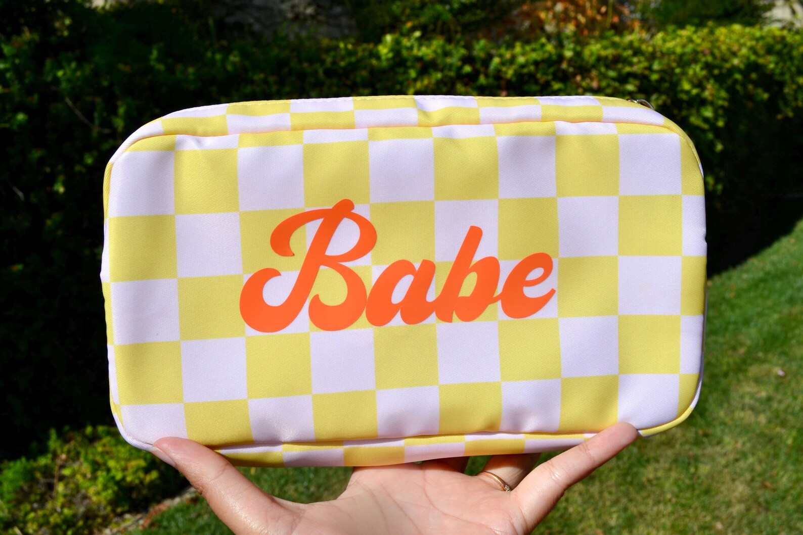 Custom Waterproof Checkered Makeup Bag
