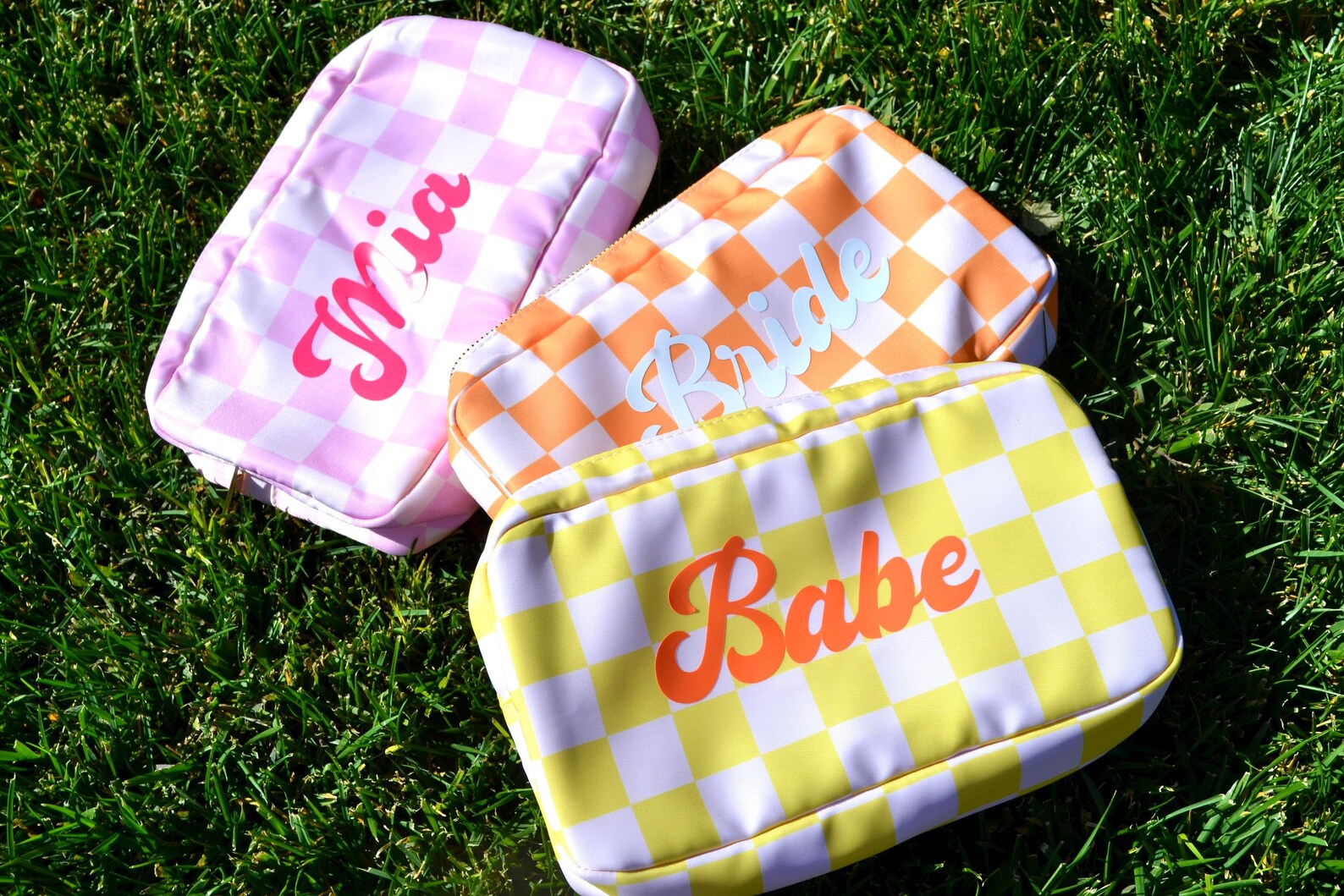 Custom Waterproof Checkered Makeup Bag