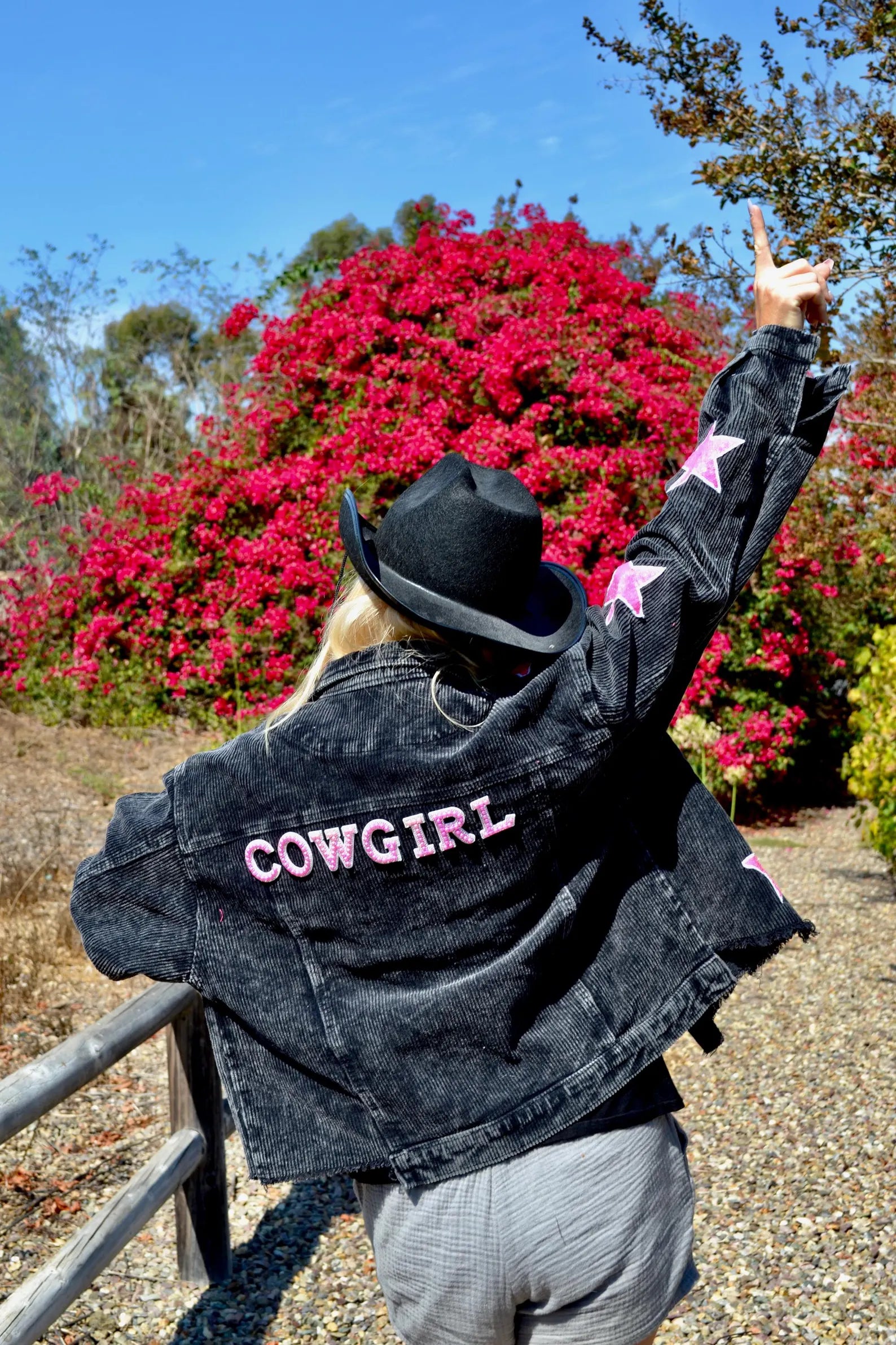 Custom Black Star Cowgirl Corduroy Jacket