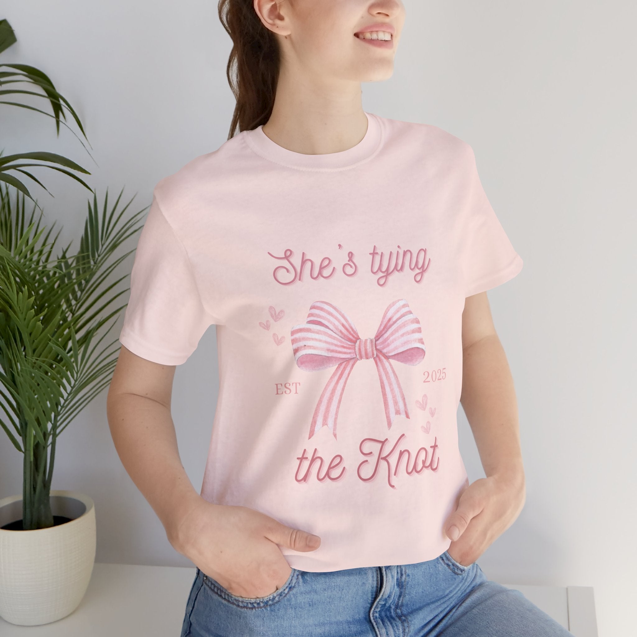 Pink She's Tying the Knot Bachelorette T-Shirt