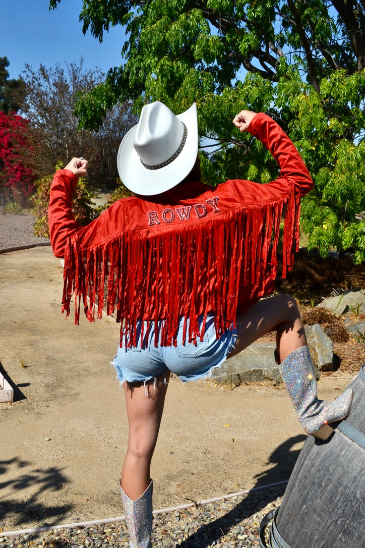 Custom Suede Red Fringe Jacket