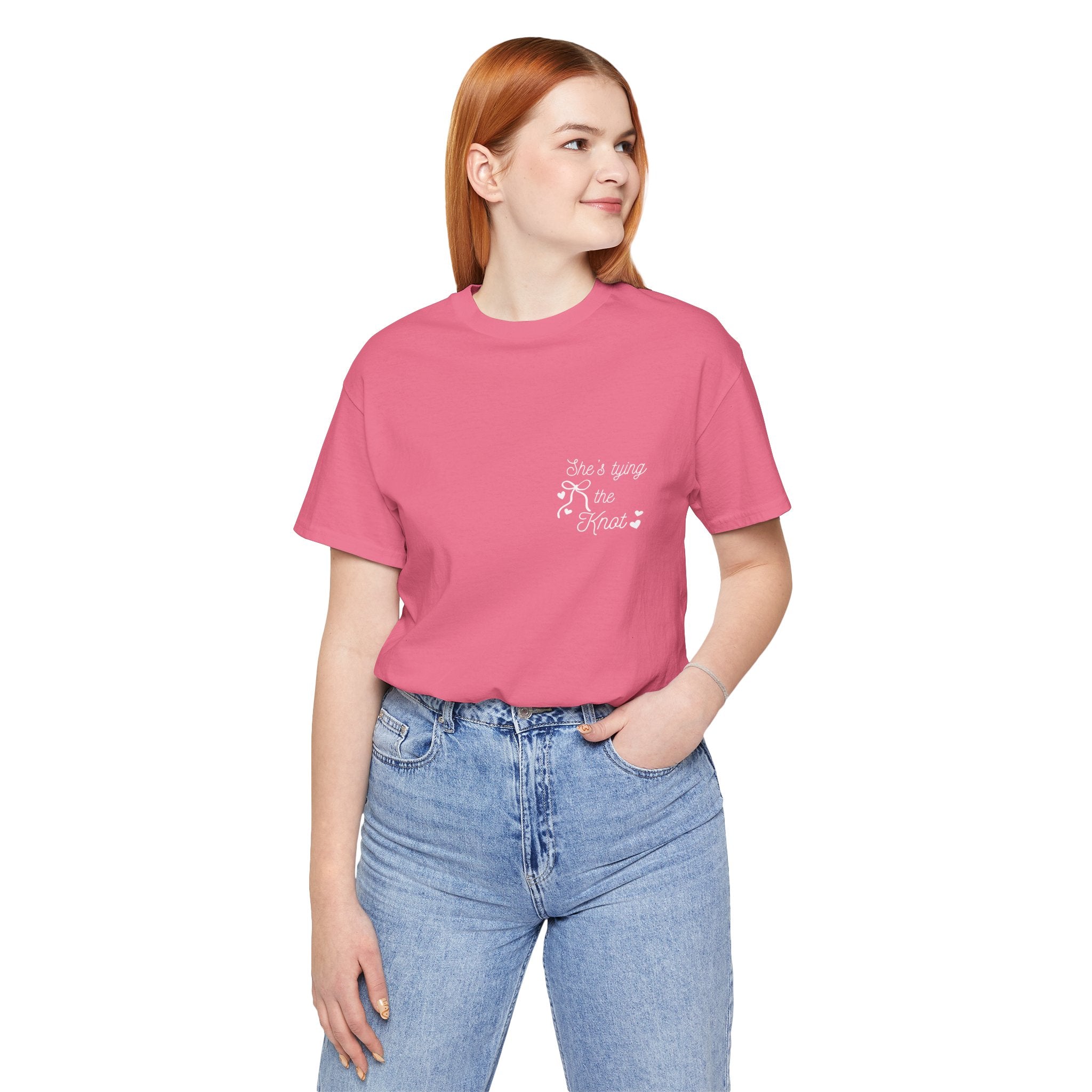 She's Tying the Know Pink bridesmaids Bachelorette T-Shirt