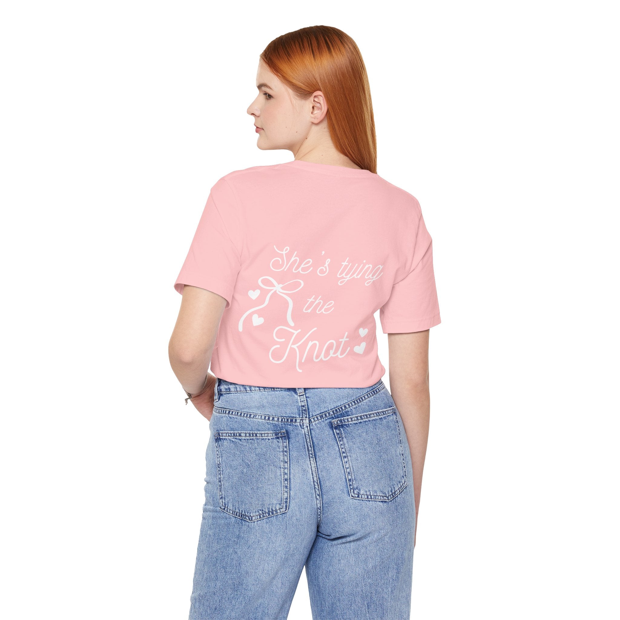 She's Tying the Know Pink bridesmaids Bachelorette T-Shirt