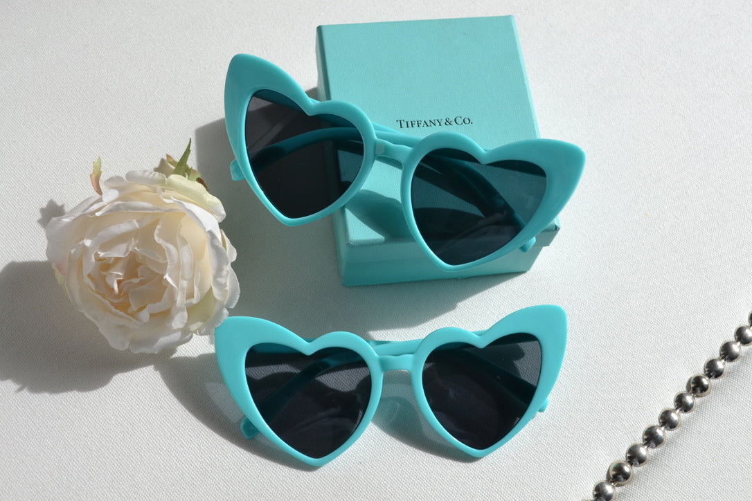 Aqua Turquoise Tiff Blue Heart Sunglasses