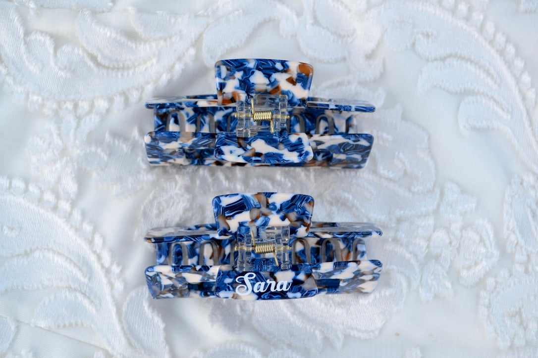 Blue and White Hair Claw Clip, Mamma Mia Party Favor