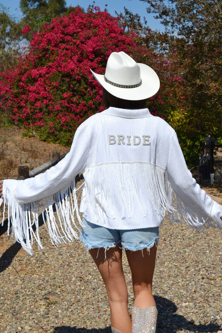 White Sequin Custom Bride Jacket