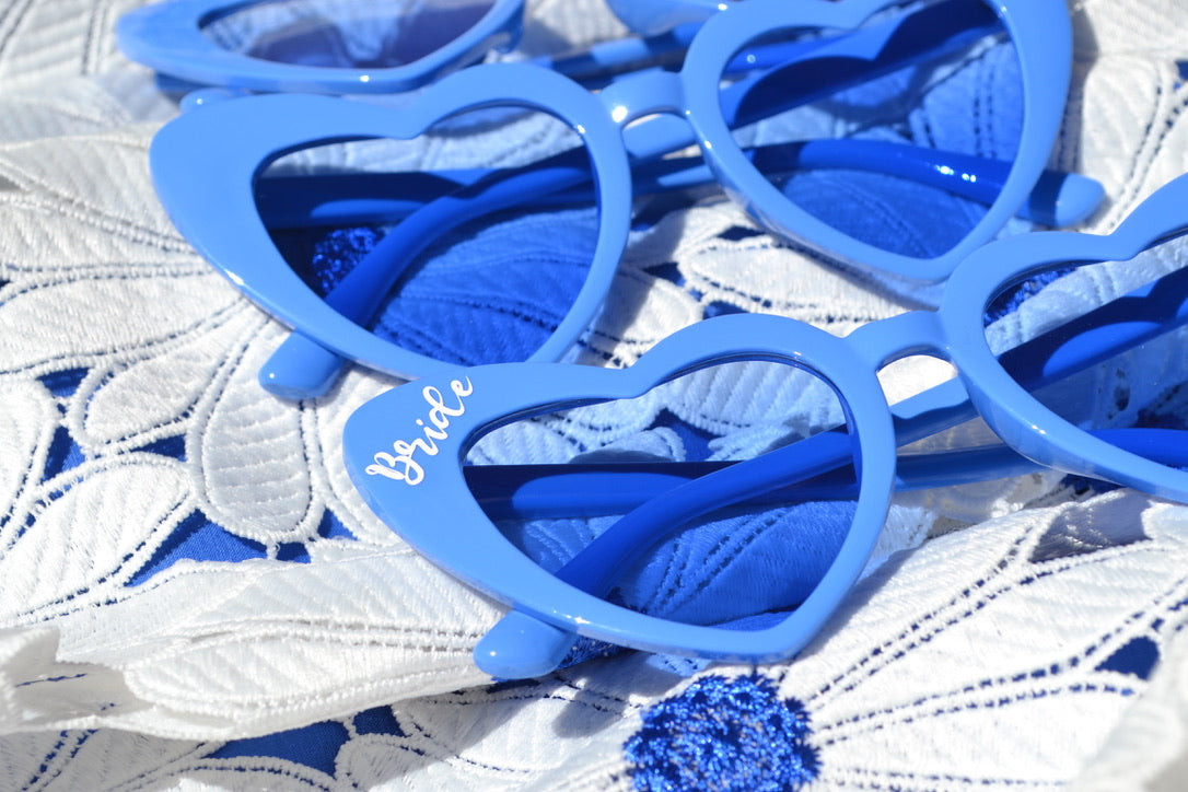 Blue Heart Sunglasses with Blue Lenses