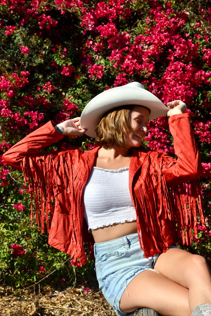 Custom Suede Red Fringe Jacket