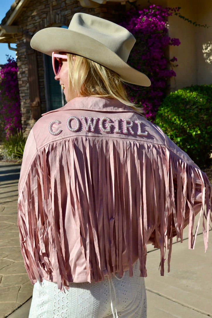 Custom Suede Pink Fringe Jacket