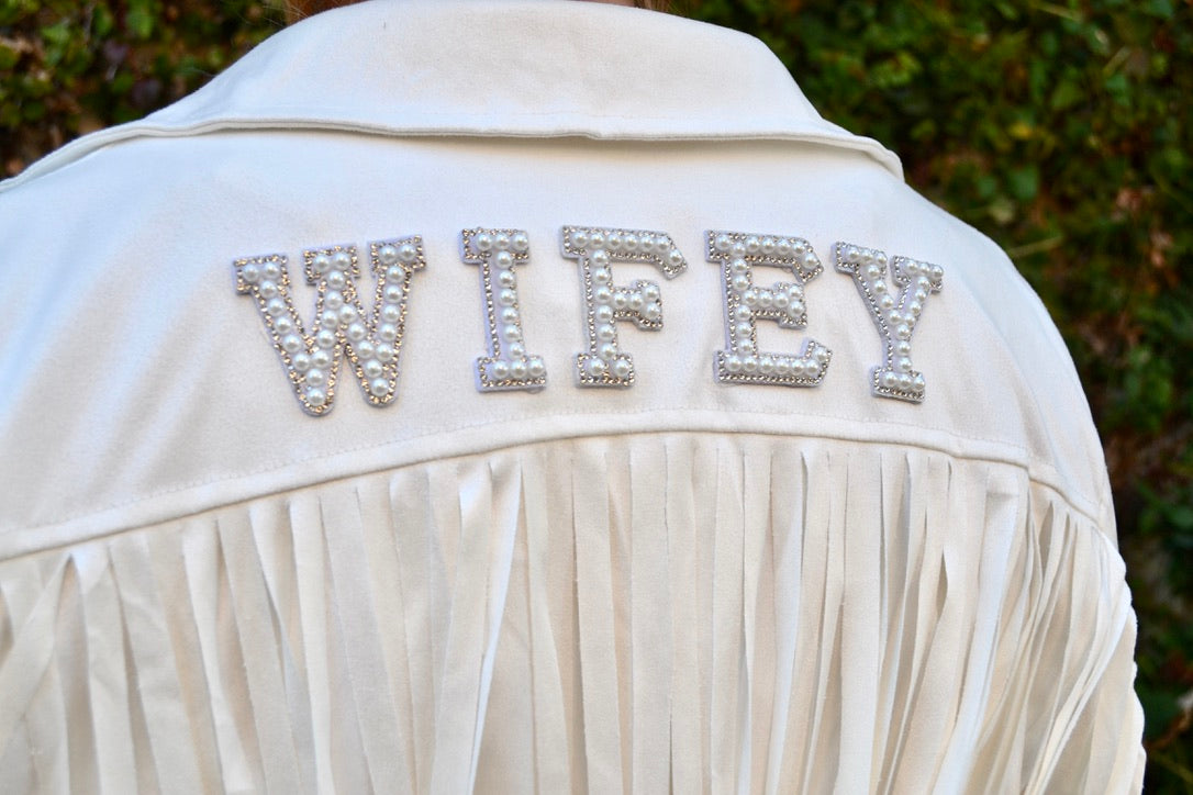 Custom White Bride Fringe Jacket