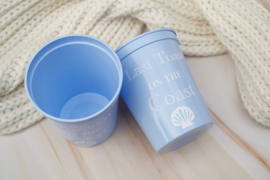 Blue Last Toast on the Coast Bachelorette Party or Bridal Shower Cups