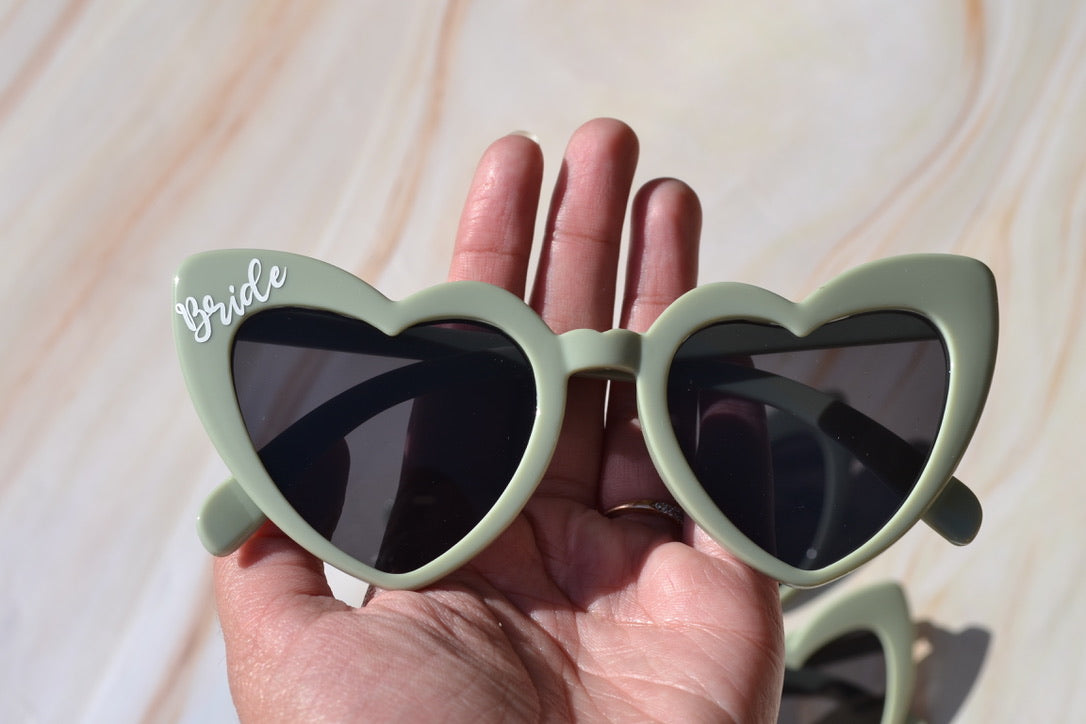 Sage Green Heart Sunglasses