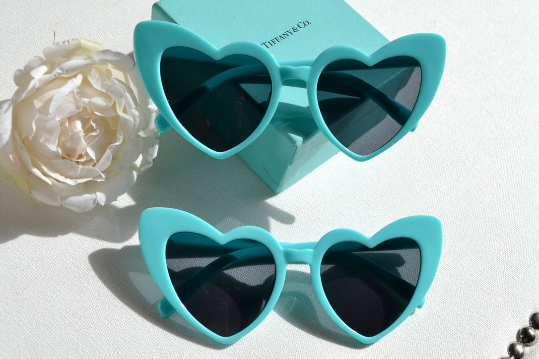 Aqua Turquoise Tiff Blue Heart Sunglasses