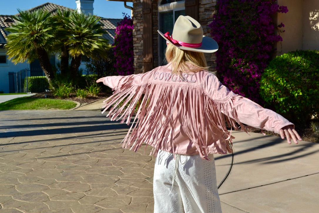 Custom Suede Pink Fringe Jacket