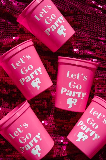 Hot Pink Let's Go Party Barbie Bachelorette Cups
