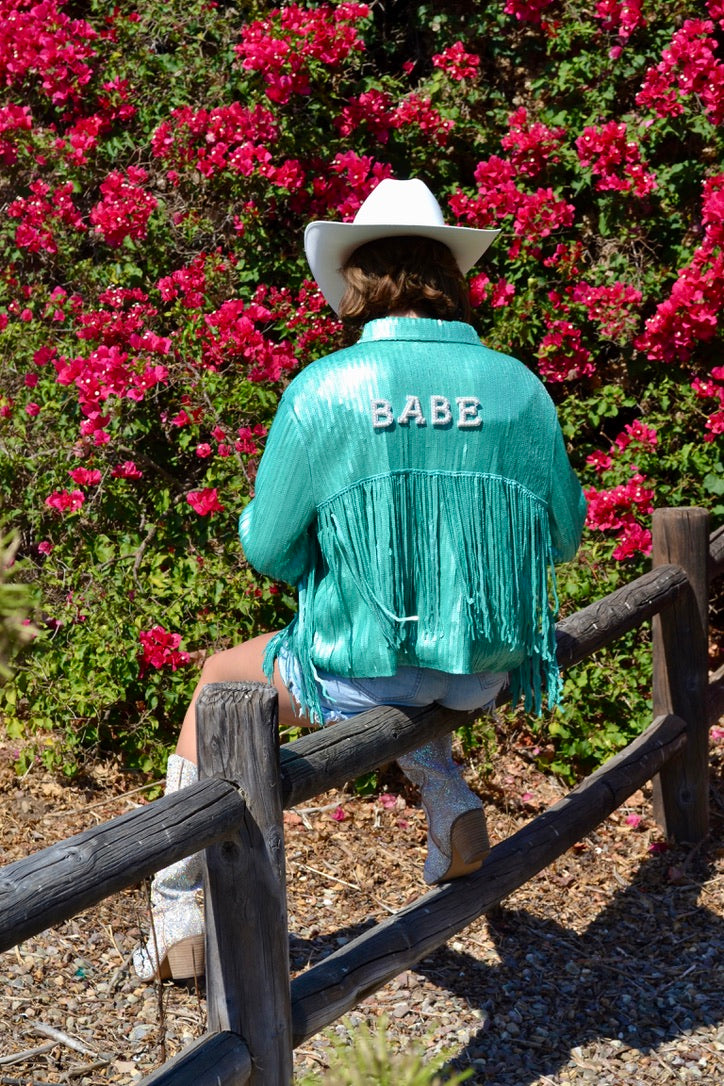 Custom Teal Sequin Jacket