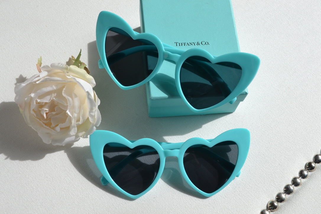 Aqua Turquoise Tiff Blue Heart Sunglasses