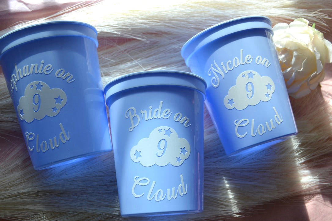 Bride on Cloud 9 bachelorette or bridal shower Party Cups
