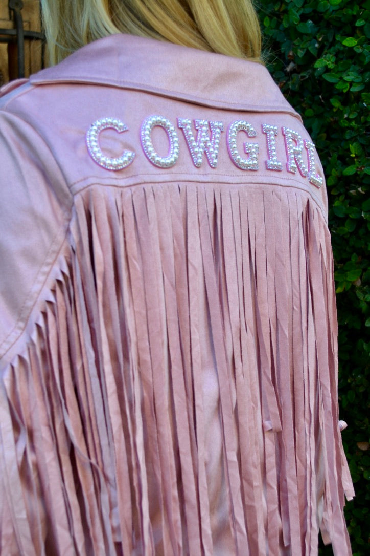 Custom Suede Pink Fringe Jacket