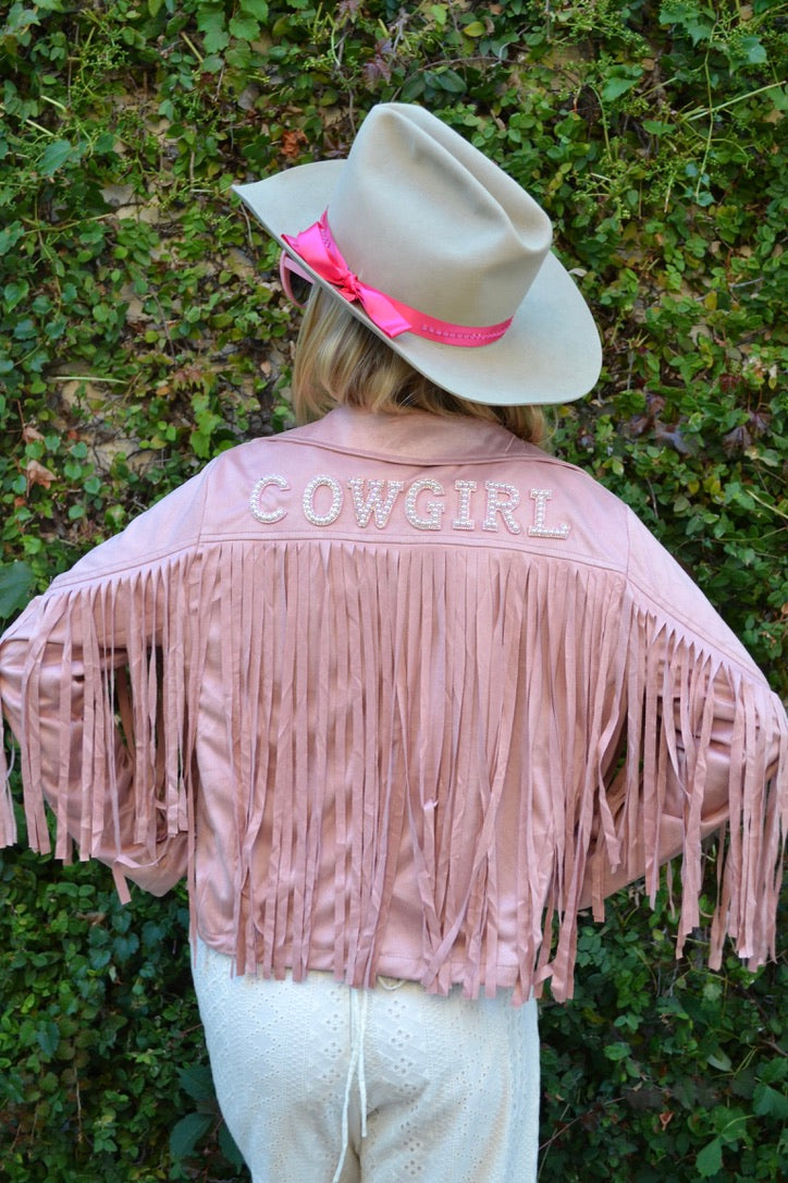 Custom Suede Pink Fringe Jacket