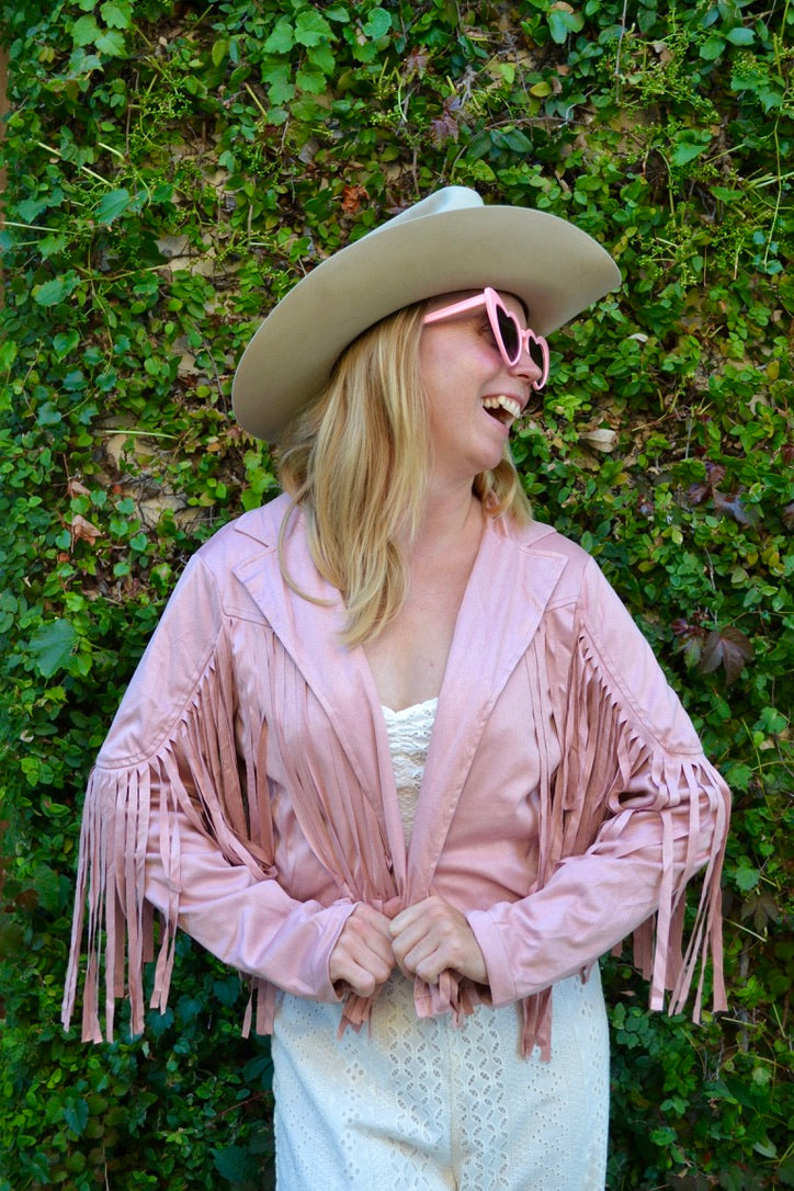 Custom Suede Pink Fringe Jacket