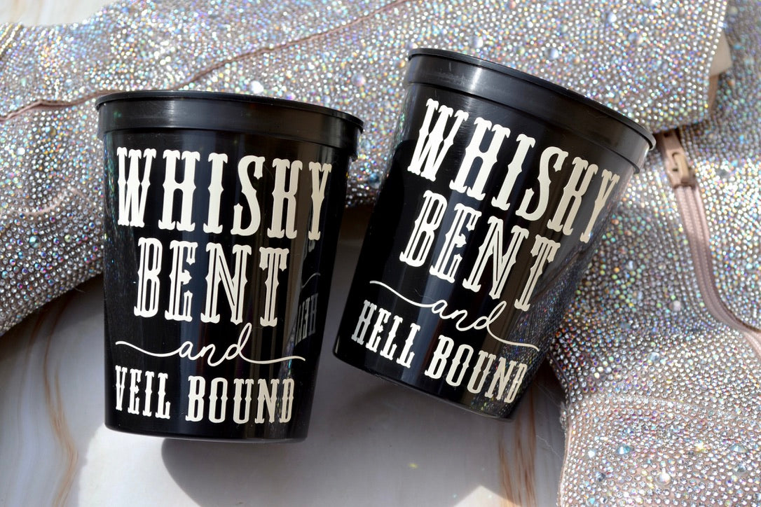 Whiskey Bent and Veil Bound Bachelorette Party Cups, Whiskey Bent and Hell Bound, Nashville Bachelorette Party Favors, Country Bachelorette