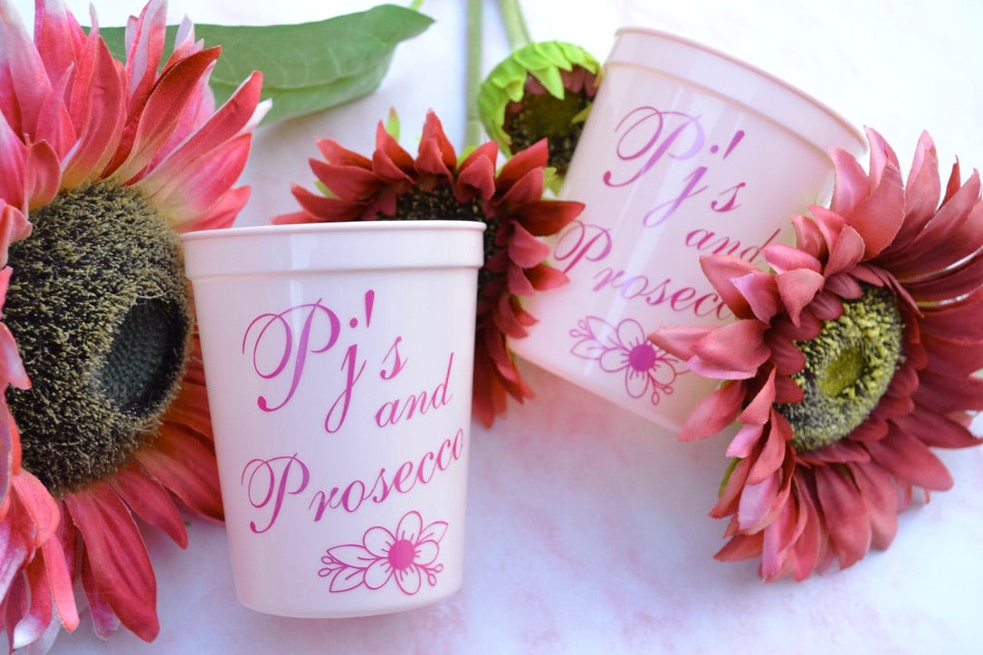 Pj's and Prosecco Bachelorette Party Cups
