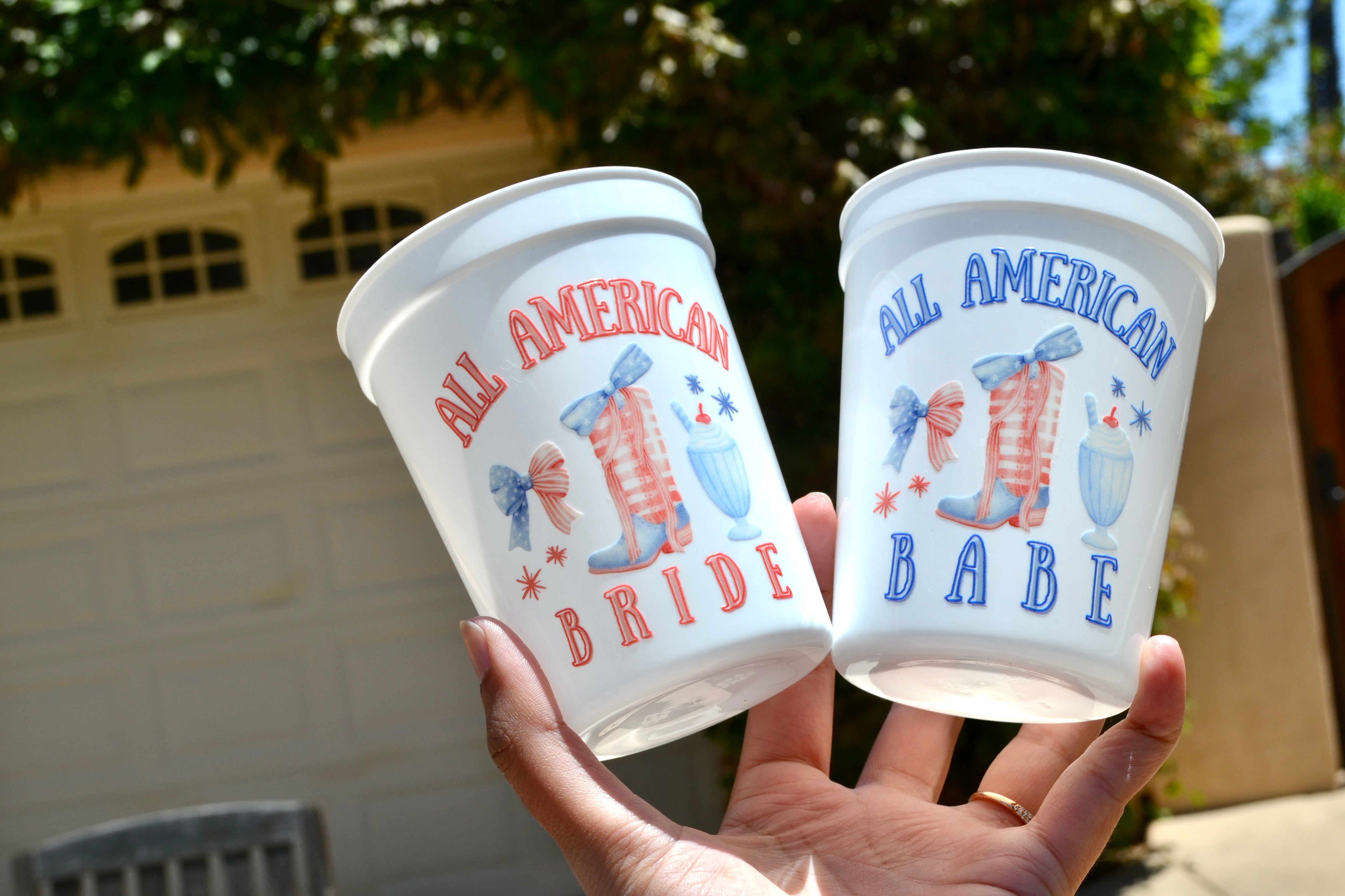 All American Bride & Babe Cups – Patriotic Bachelorette Party Cups